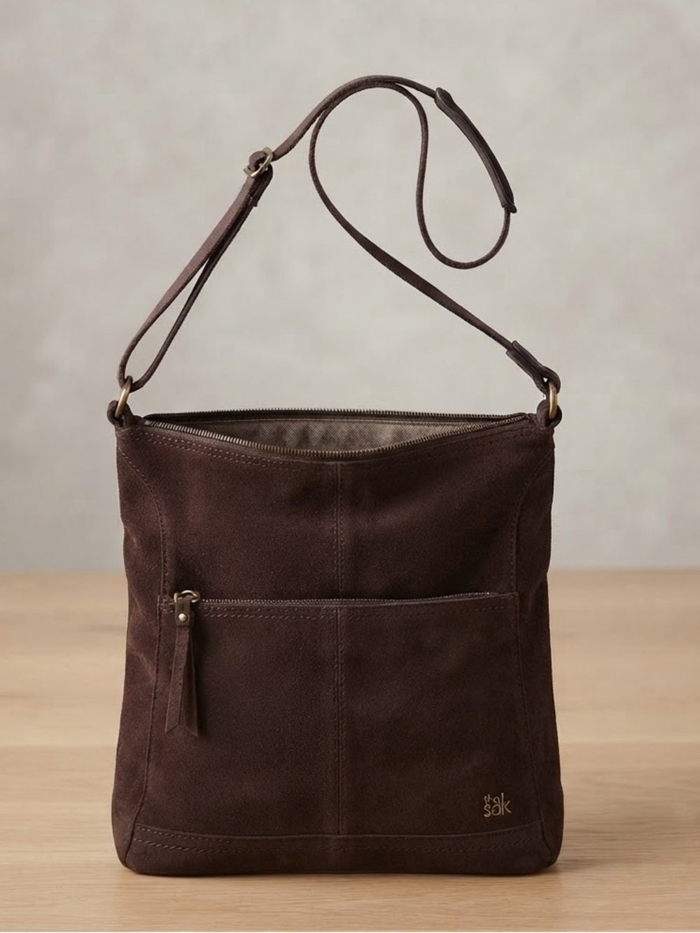 The Sak Lucia Brown Suede Crossbody Bag
